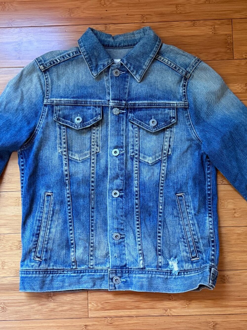 AG Adriano Goldschmied Blue Stretch Denim Jean Jacket Medium